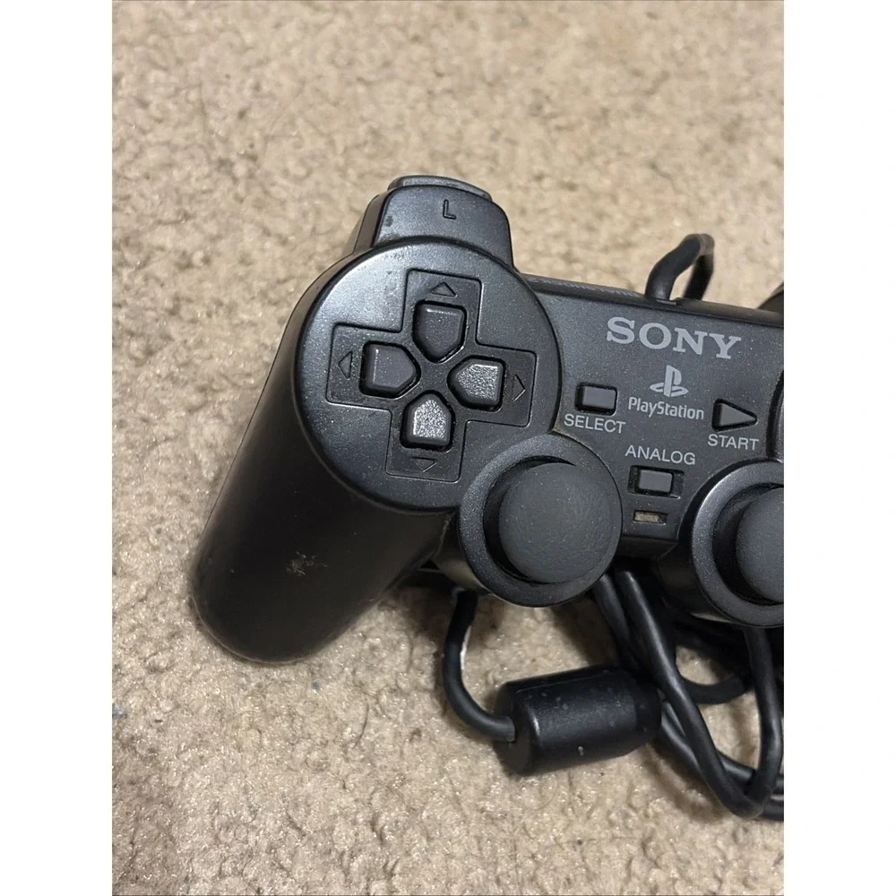 Lot Of 3 Sony Ps2 Controllers Clear Smoke Transparent Blue And Original Black